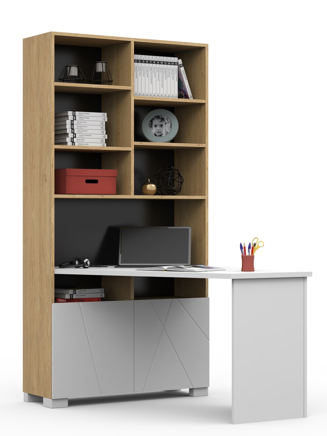 Schreibtisch-Regal links X Oak