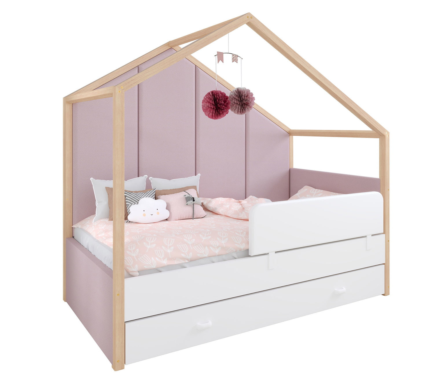 Bett Dreamhouse White&Pink