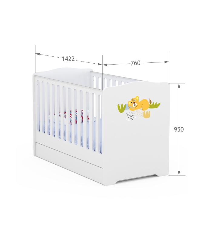 Łóżeczko Baby 70x140 Happy Animals White Łóżeczko Baby 70x140 Happy Animals White
